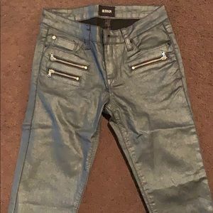 Hudson Girls Gray Metallic Jeans Size 14